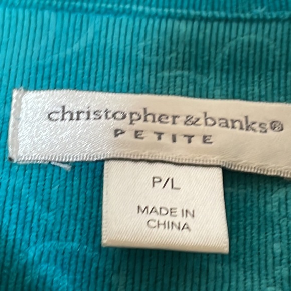 🎉HP🎉Christopher & Banks Petite Sea Green Corduroy Jacket - Picture 7 of 12